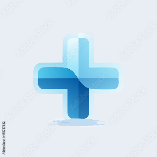 A simple blue plus sign symbol representing healthcare, medical, or positive progress