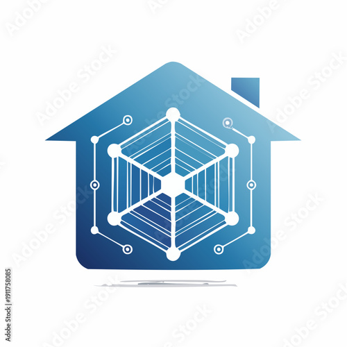 Smart Home Network Technology Icon Representing Connectivity and Modern Living