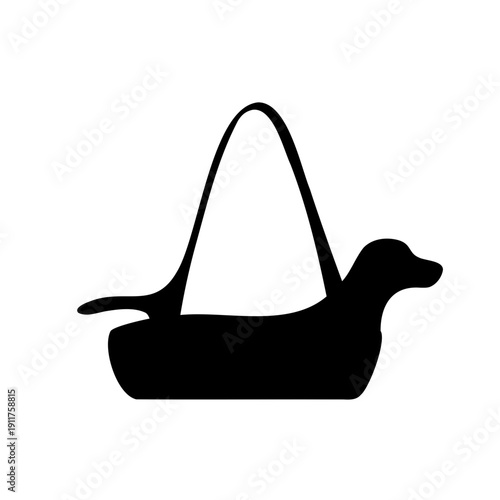 Abstract black dachshund silhouette carrying arch structure on its back