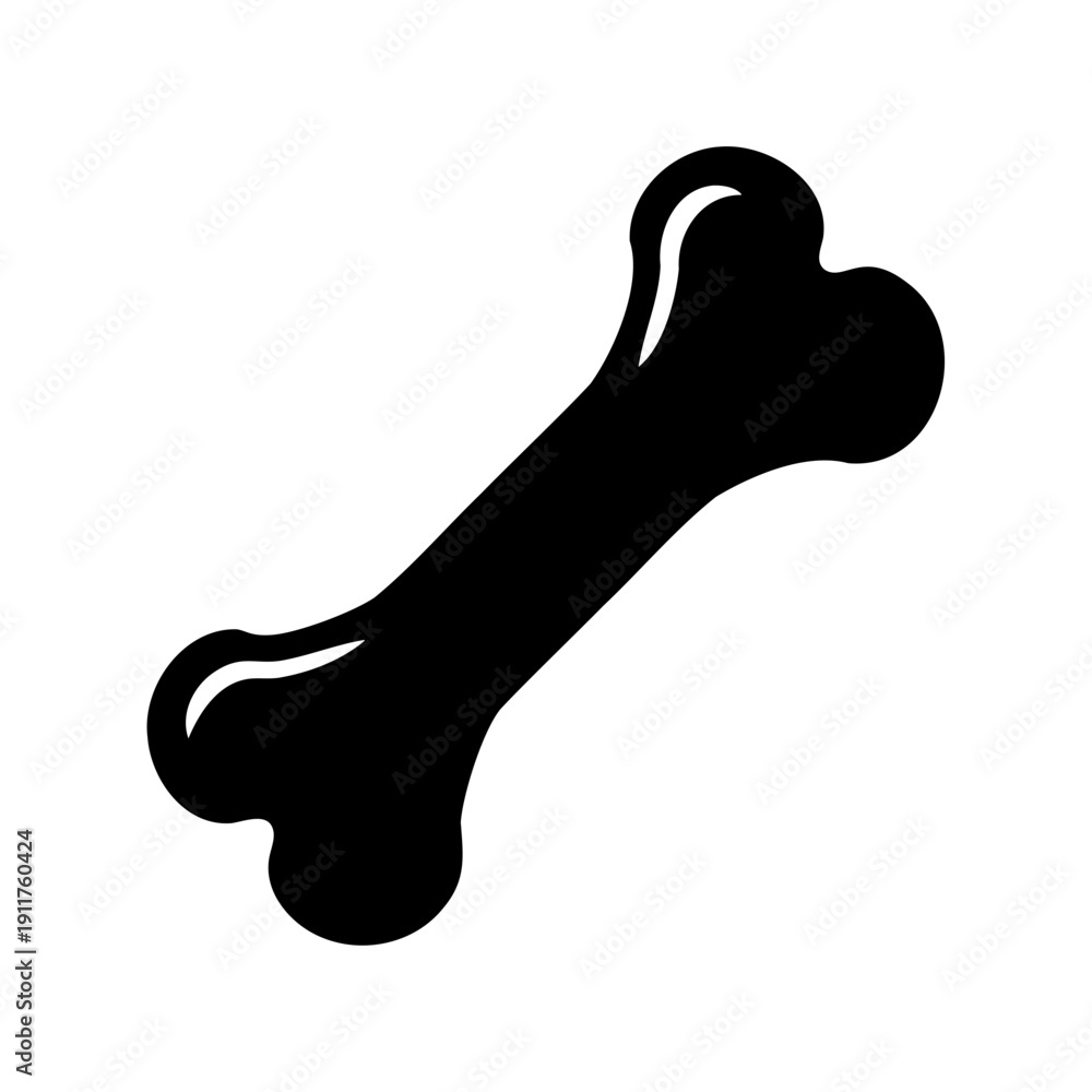 Fototapeta premium Simple black and white cartoon image of a dog bone for treat