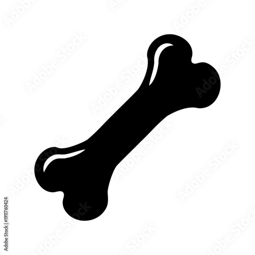 Simple black and white cartoon image of a dog bone for treat