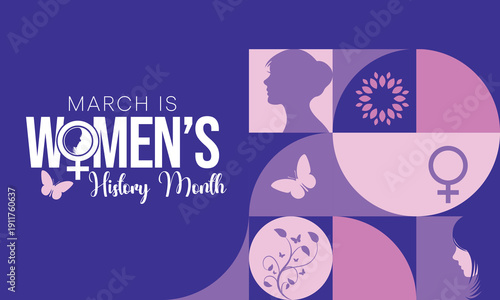 Women's History Month is an annual declared month that highlights the contributions of women to events in history and contemporary society, observed in March. Vector illustration design.