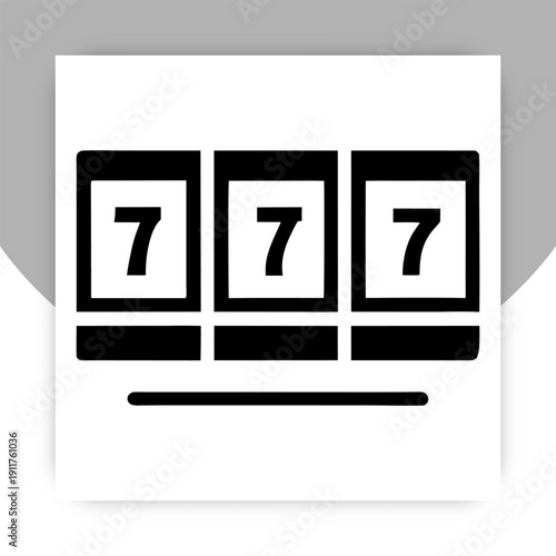 777 Lucky Number Icon – Casino Jackpot Slot Machine Symbol,
