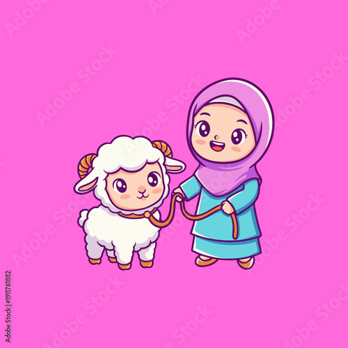Boy Holding Goat for Eid Al Adha