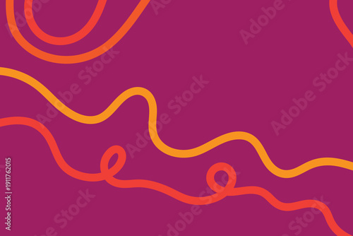 Vibrant abstract design with wavy orange lines on a deep pink background