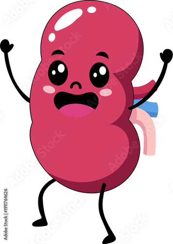 Happy Kidney Character Vector Illustration