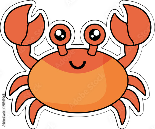 Cute orange cartoon crab sticker
