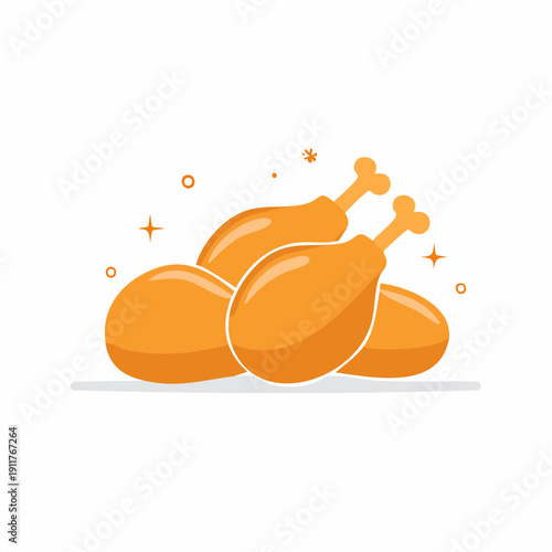 A flat design illustration of multiple golden-brown fried chicken drumsticks, perfect for menus, food blogs, or culinary graphic projects