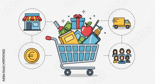 Modern Shopping Cart Icon for E-commerce Websites and Online Retail Platforms