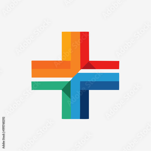Colorful Plus Symbol Representing Healthcare and Medicine Concepts