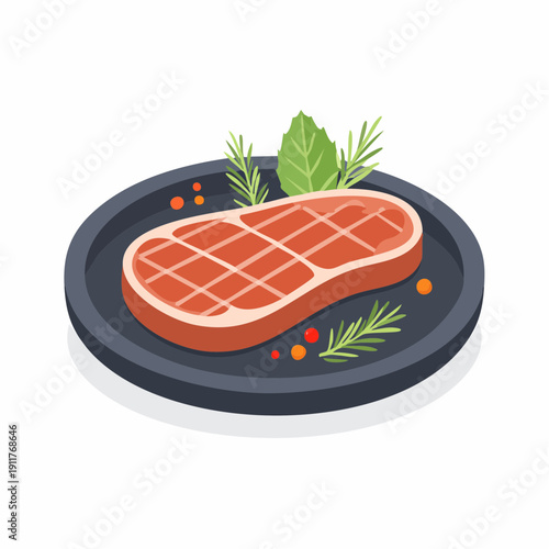 Delicious Steak on a Plate with Herbs and Spices