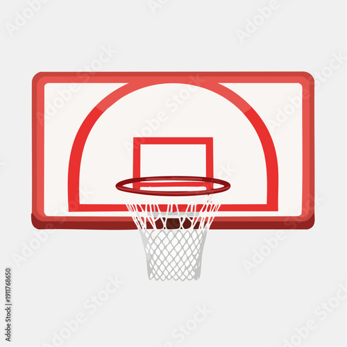Basketball hoop with net and backboard, sports equipment illustration