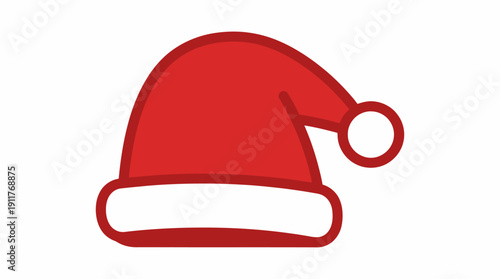 Santa Hat Vector – Classic Red Christmas Hat with White Trim and Pom‑Pom for Holiday, Winter, Festive, Cute, and Seasonal Design Projects