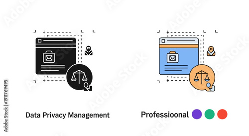 Data Privacy Management Icon Set, Professional Design