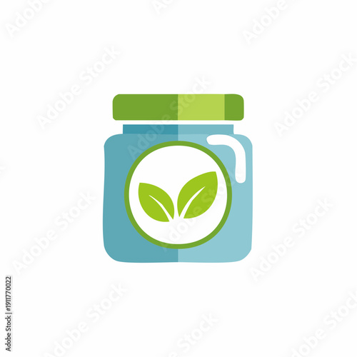 Minimalist graphic icon representing a jar containing natural, organic, or herbal products, emphasizing eco-friendly and wellness concepts