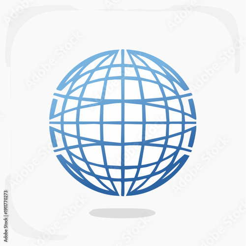 Stylized Blue Globe Icon Representing Global Connectivity and Digital Networks