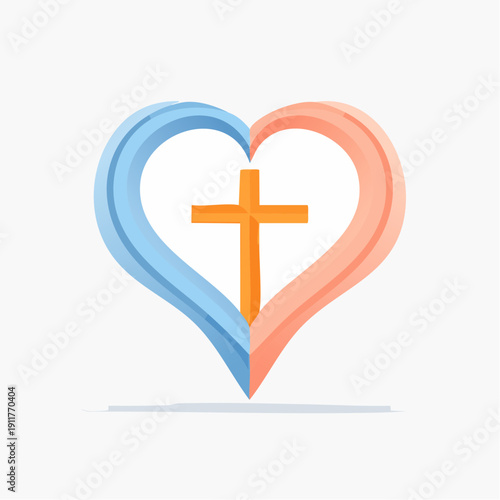 Christian heart symbol with cross, representing faith and love for God