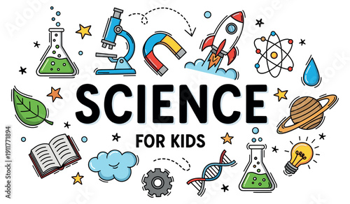 Science for kids: fun illustrations of experiments and discoveries