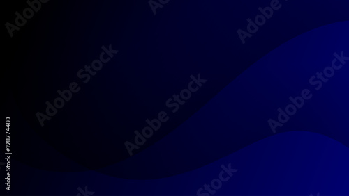 抽象的な青のグラデーション背景 流れるウェーブ曲線のダークネイビービジネスバナー素材 / Abstract Blue Gradient Background with Flowing Wave Curve Dark Navy Business Banner Design
