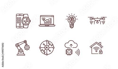 Artificial Intelligence and Robotic Assistant Concept Flat Vector Illustration