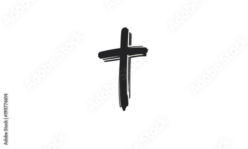 Ash Wednesday Cross: Black Brush Stroke Design on Light Background