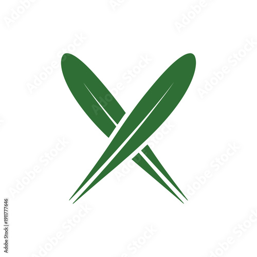 Tarragon Leaf Pair Crossing Simple Icon Flat 2D Botanical Vector Illustration