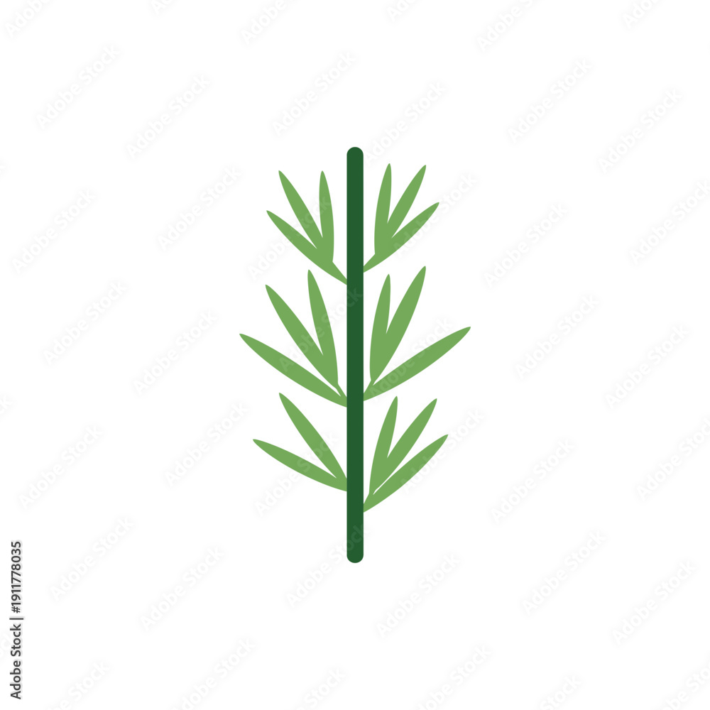 Fototapeta premium Tarragon Plant with Bold Stem Emphasis Flat Botanical Herb Vector Illustration