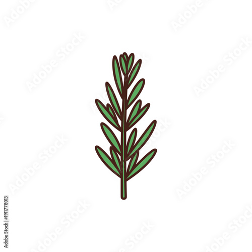 Tarragon Plant Bold Flat Contrast Botanical Vector Illustration for Herbs