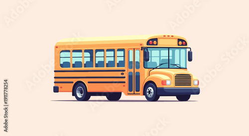 Pixelated yellow school bus on a light background