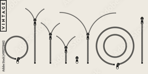 Zipper silhouette. Abstract zipper vector 