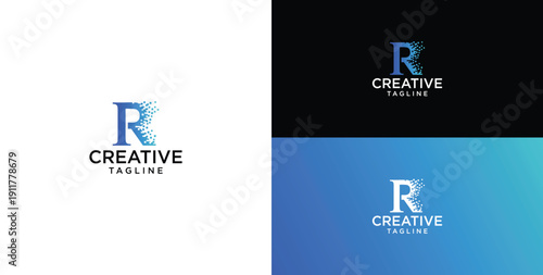Digital technology logo icon vector. R initial logo design.