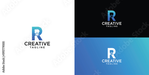 Digital technology logo icon vector. R initial logo design.