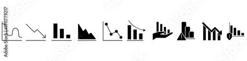 Negative chart vector icon set. Market decline Illustration sign collection. Sales decline symbol. Losses logo.