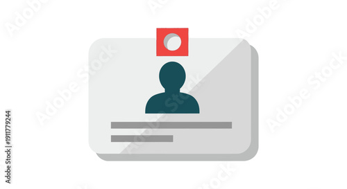 Simple stylized graphic representation of an identification badge or access card with a user profile icon displayed prominently.