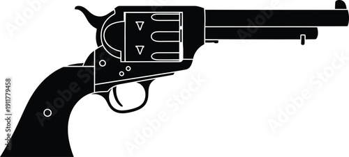 Gun and bullets with pistol and revolver isolated on white background representing firearm and danger
