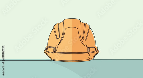 Simple illustration of an orange hard hat on a teal surface