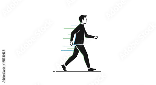 Businessman Walking with Motion Lines.