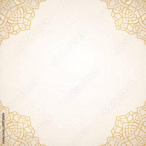 Elegant Cream Background with Gold Geometric Ornament Frame
