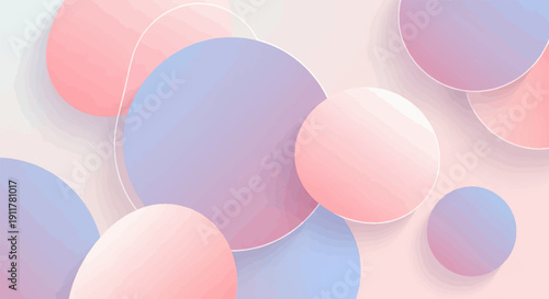 Soft pastel circles float with subtle white outlines against a light pink background