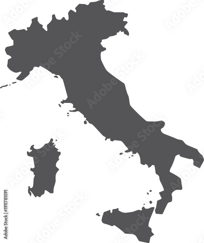 Italy Map Silhouette Black Vector Illustration