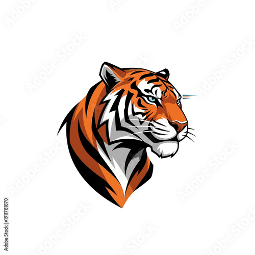 Tiger's head illustration showcasing fierce animal portrait