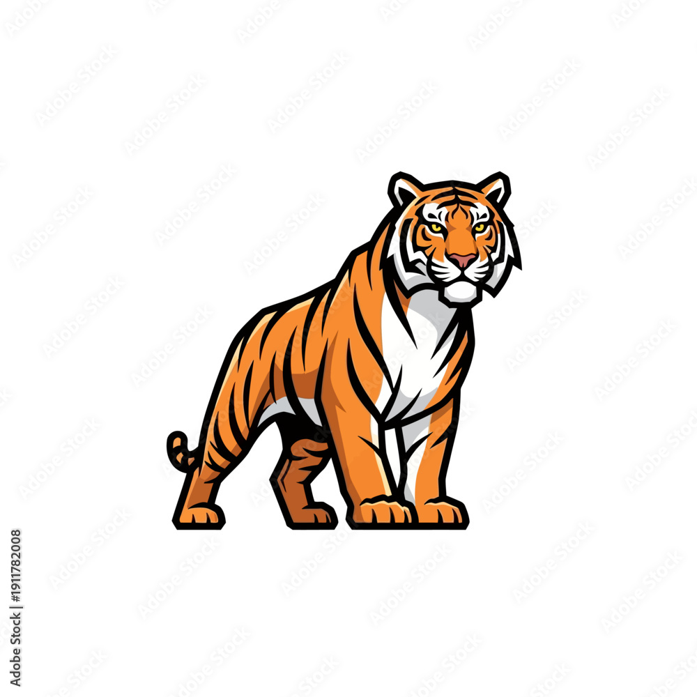Fototapeta premium Tiger standing majestically in a graphic illustration