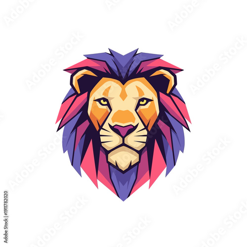 Vibrant lion's face illustration showcasing majestic mane and fierce expression