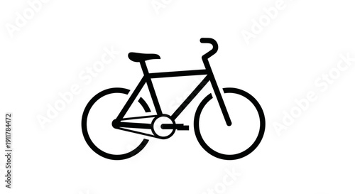 Black bicycle with two wheels.