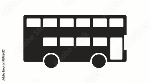 Double‑Decker Bus Vector – Black Silhouette Icon with Two Levels of Windows and Door for Travel, Transit Systems, Urban Transportation, and Public Design Projects