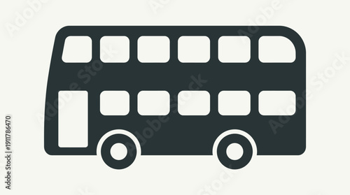 Double‑Decker Bus Vector – Black Silhouette Icon with Two Levels of Windows and Door for Travel, Transit Systems, Urban Transportation, and Public Design Projects