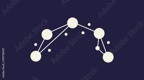 Network Diagram Vector – White Circular Nodes Connected by Lines on Dark Blue Background for Data Connectivity, Social Networks, Neural Systems, and Digital Design Projects
