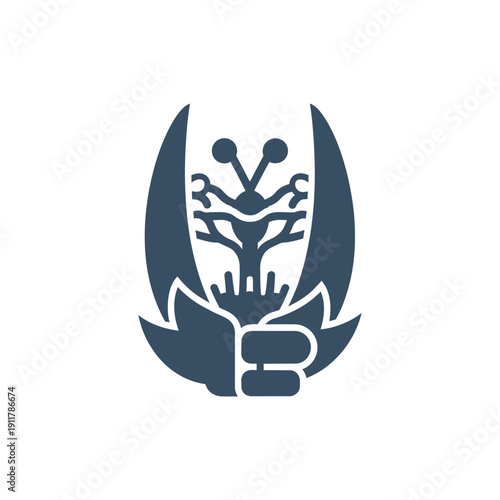 Passionflower Anther Hinged Detail Icon, Flat 2D Vector Botanical Flower Illustration