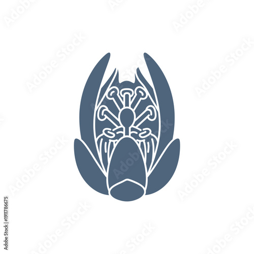 Passionflower Anther Before Opening Icon, Flat 2D Vector Flower Botanical Illustration