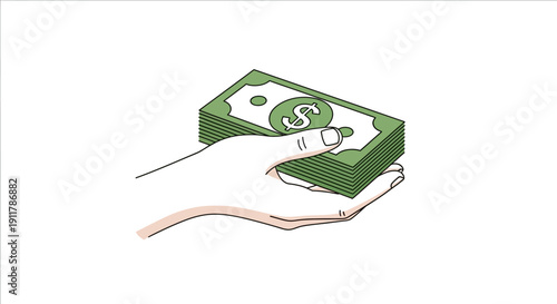 Money Cash Dollar Bill Stack.